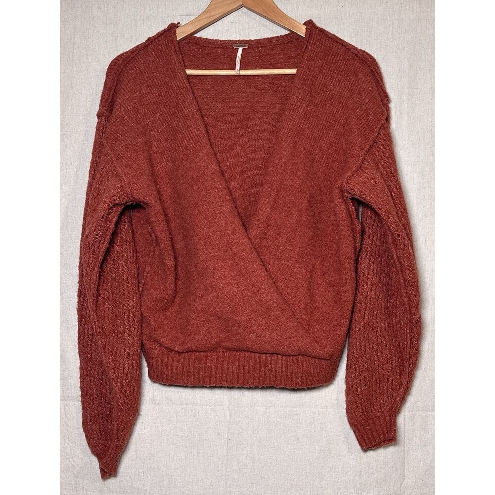 Free People That's A Wrap Soft Knit Sweater Size XS Rust Brown